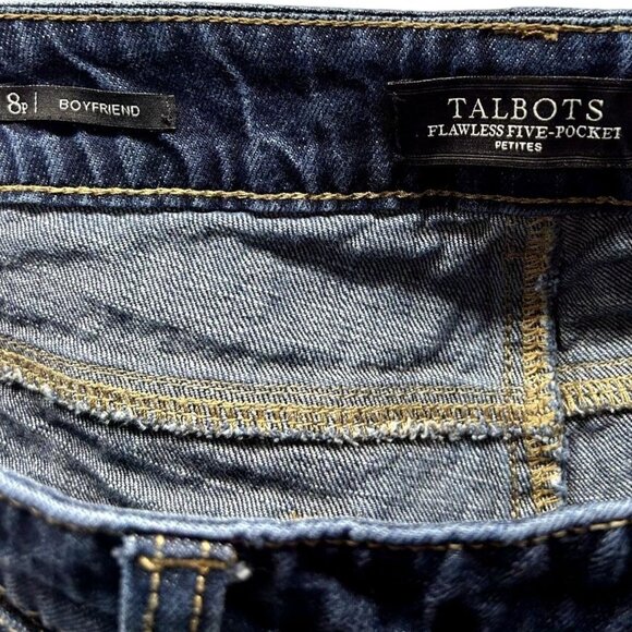 Talbots Boyfriend Flawless Five Pocket Jeans Womens 8 Petite Dark Wash Mid Rise - Picture 4 of 13